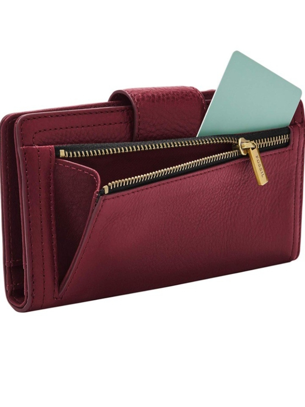 Fossil Multi-Stripe Leather Wallet - Raspberry - Picture 3 of 7